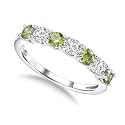 925 Sterling Silver Birthstone &amp; Cubic Zirconia Stackable Ring for Women