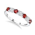 925 Sterling Silver Birthstone &amp; Cubic Zirconia Stackable Ring for Women