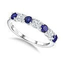 925 Sterling Silver Birthstone &amp; Cubic Zirconia Stackable Ring for Women
