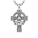 925 Sterling Silver Cross Pendant Necklace for Men Women Amulet Necklace Protection Jewelry Religious Gifts(With Gift Box)