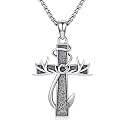 925 Sterling Silver Cross Pendant Necklace for Men Women Amulet Necklace Protection Jewelry Religious Gifts(With Gift Box)