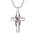 925 Sterling Silver Cross Pendant Necklace for Men Women Amulet Necklace Protection Jewelry Religious Gifts(With Gift Box)