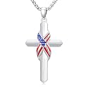 925 Sterling Silver Cross Pendant Necklace for Men Women Amulet Necklace Protection Jewelry Religious Gifts(With Gift Box)