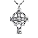 925 Sterling Silver Cross Pendant Necklace for Men Women Amulet Necklace Protection Jewelry Religious Gifts(With Gift Box)