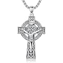 925 Sterling Silver Cross Pendant Necklace for Men Women Amulet Necklace Protection Jewelry Religious Gifts(With Gift Box)