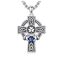 925 Sterling Silver Cross Pendant Necklace for Men Women Amulet Necklace Protection Jewelry Religious Gifts(With Gift Box)