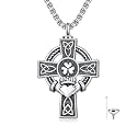 925 Sterling Silver Cross Pendant Necklace for Men Women Amulet Necklace Protection Jewelry Religious Gifts(With Gift Box)