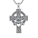 925 Sterling Silver Cross Pendant Necklace for Men Women Amulet Necklace Protection Jewelry Religious Gifts(With Gift Box)