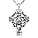 925 Sterling Silver Cross Pendant Necklace for Men Women Amulet Necklace Protection Jewelry Religious Gifts(With Gift Box)