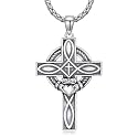 925 Sterling Silver Cross Pendant Necklace for Men Women Amulet Necklace Protection Jewelry Religious Gifts(With Gift Box)