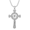 925 Sterling Silver Cross Pendant Necklace for Men Women Amulet Necklace Protection Jewelry Religious Gifts(With Gift Box)