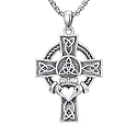925 Sterling Silver Cross Pendant Necklace for Men Women Amulet Necklace Protection Jewelry Religious Gifts(With Gift Box)