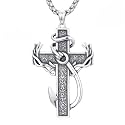 925 Sterling Silver Cross Pendant Necklace for Men Women Amulet Necklace Protection Jewelry Religious Gifts(With Gift Box)