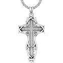 925 Sterling Silver Cross Pendant Necklace for Men Women Amulet Necklace Protection Jewelry Religious Gifts(With Gift Box)