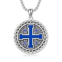 925 Sterling Silver Cross Pendant Necklace for Men Women Amulet Necklace Protection Jewelry Religious Gifts(With Gift Box)