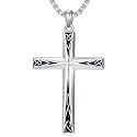 925 Sterling Silver Cross Pendant Necklace for Men Women Amulet Necklace Protection Jewelry Religious Gifts(With Gift Box)