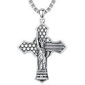 925 Sterling Silver Cross Pendant Necklace for Men Women Amulet Necklace Protection Jewelry Religious Gifts(With Gift Box)