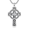 925 Sterling Silver Cross Pendant Necklace for Men Women Amulet Necklace Protection Jewelry Religious Gifts(With Gift Box)