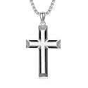 925 Sterling Silver Cross Pendant Necklace for Men Women Amulet Necklace Protection Jewelry Religious Gifts(With Gift Box)