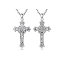 925 Sterling Silver Cross Pendant Necklace for Men Women Amulet Necklace Protection Jewelry Religious Gifts(With Gift Box)