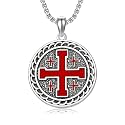 925 Sterling Silver Cross Pendant Necklace for Men Women Amulet Necklace Protection Jewelry Religious Gifts(With Gift Box)