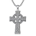 925 Sterling Silver Cross Pendant Necklace for Men Women Amulet Necklace Protection Jewelry Religious Gifts(With Gift Box)