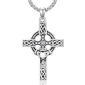 925 Sterling Silver Cross Pendant Necklace for Men Women Amulet Necklace Protection Jewelry Religious Gifts(With Gift Box)