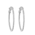 925 Sterling Silver Cubic Zirconia Hoop Earrings, 3.5cm Diameter Single Row Inside Out