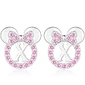925 Sterling Silver Earrings for Girl Women: Hypoallergenic Initial Earrings with Pink Cubic Zirconia Cute Earrings Studs for Sensitive Ears Chirstmas Birthday Gifts
