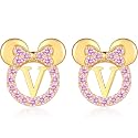 925 Sterling Silver Earrings for Girl Women: Hypoallergenic Initial Earrings with Pink Cubic Zirconia Cute Earrings Studs for Sensitive Ears Chirstmas Birthday Gifts