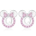925 Sterling Silver Earrings for Girl Women: Hypoallergenic Initial Earrings with Pink Cubic Zirconia Cute Earrings Studs for Sensitive Ears Chirstmas Birthday Gifts