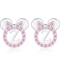 925 Sterling Silver Earrings for Girl Women: Hypoallergenic Initial Earrings with Pink Cubic Zirconia Cute Earrings Studs for Sensitive Ears Chirstmas Birthday Gifts