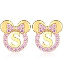 925 Sterling Silver Earrings for Girl Women: Hypoallergenic Initial Earrings with Pink Cubic Zirconia Cute Earrings Studs for Sensitive Ears Chirstmas Birthday Gifts