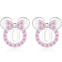 925 Sterling Silver Earrings for Girl Women: Hypoallergenic Initial Earrings with Pink Cubic Zirconia Cute Earrings Studs for Sensitive Ears Chirstmas Birthday Gifts