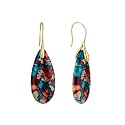 925 Sterling Silver Natural Imperial Jasper Dangle Drop Earrings, Waterdrop Shape, Boho Style