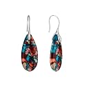 925 Sterling Silver Natural Imperial Jasper Dangle Drop Earrings, Waterdrop Shape, Boho Style