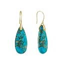 925 Sterling Silver Natural Imperial Jasper Dangle Drop Earrings, Waterdrop Shape, Boho Style
