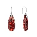 925 Sterling Silver Natural Imperial Jasper Dangle Drop Earrings, Waterdrop Shape, Boho Style
