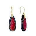 925 Sterling Silver Natural Imperial Jasper Dangle Drop Earrings, Waterdrop Shape, Boho Style