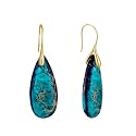 925 Sterling Silver Natural Imperial Jasper Dangle Drop Earrings, Waterdrop Shape, Boho Style