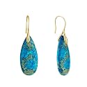 925 Sterling Silver Natural Imperial Jasper Dangle Drop Earrings, Waterdrop Shape, Boho Style