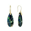 925 Sterling Silver Natural Imperial Jasper Dangle Drop Earrings, Waterdrop Shape, Boho Style