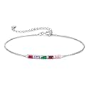 925 Sterling Silver Personalized Mom Birthstone Bracelets for Women — Custom Adjustable Dainty Jewelry for Mother’s Day, Birthday, Christmas Gift for Mom Grandma Wife
