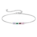 925 Sterling Silver Personalized Mom Birthstone Bracelets for Women — Custom Adjustable Dainty Jewelry for Mother’s Day, Birthday, Christmas Gift for Mom Grandma Wife