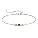 925 Sterling Silver Personalized Mom Birthstone Bracelets for Women — Custom Adjustable Dainty Jewelry for Mother’s Day, Birthday, Christmas Gift for Mom Grandma Wife