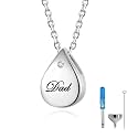 925 Sterling Silver Urn Cremation Ashes Memorial Keepsake Teardrop Eternity Memorial Pendant Mom Dad Jewelry for Women