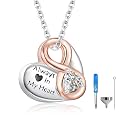 925 Sterling Silver Urn Cremation Ashes Memorial Keepsake Teardrop Eternity Memorial Pendant Mom Dad Jewelry for Women