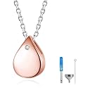 925 Sterling Silver Urn Cremation Ashes Memorial Keepsake Teardrop Eternity Memorial Pendant Mom Dad Jewelry for Women
