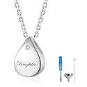 925 Sterling Silver Urn Cremation Ashes Memorial Keepsake Teardrop Eternity Memorial Pendant Mom Dad Jewelry for Women