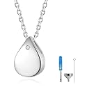 925 Sterling Silver Urn Cremation Ashes Memorial Keepsake Teardrop Eternity Memorial Pendant Mom Dad Jewelry for Women